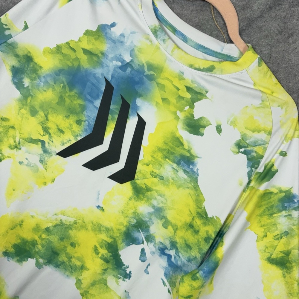 GILLZ Fishing Shirt Mens XL Blue Yellow Tie Dye Performance Lightweight Logo
